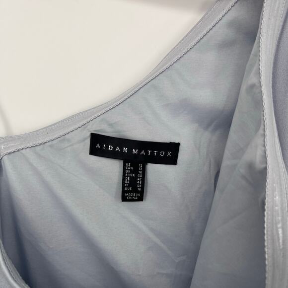 Aidan Mattox Crepe Satin One Shoulder Evening Gown Women's Size 12 Silver Mist - Picture 5 of 8